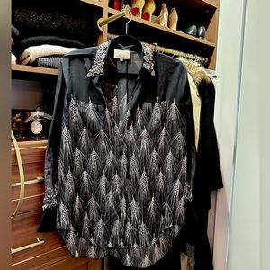 Phillip Lim Black Blouse with Beaded Collar Mob Wife